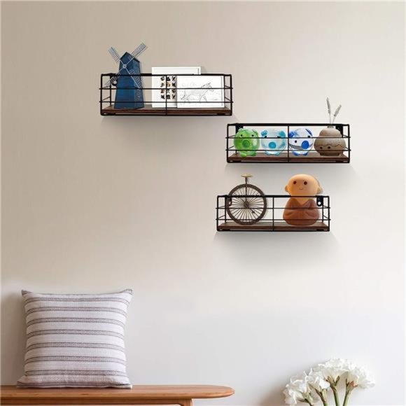 Floating Shelves Wall Mounted Set of 3, Hanging Storage Shelf for Bathroom - Picture 3 of 6